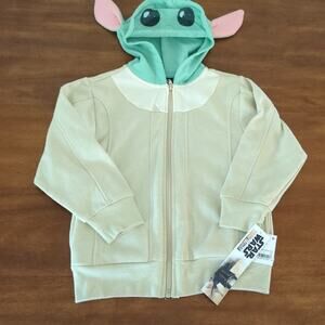 Disney Boys' Star Wars The Mandalorian Baby Yoda Sweatshirt  XS  Beige/Green NEW